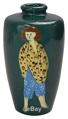 Weller Pottery JAP Birdimal Barefoot Man Vase (Artist Signed)