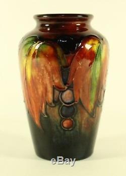 William Moorcroft Flambé Glaze Leaf and Berry Pattern Vase Signed Marked