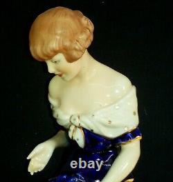 Wonderful Porcelain Statuette Feeding Time by Royal Dux Art Deco Period