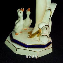 Wonderful Porcelain Statuette Feeding Time by Royal Dux Art Deco Period