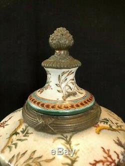 Wong Lee Art Deco Porcelain & Bronze GOAT HEADS Pedestal Bowl