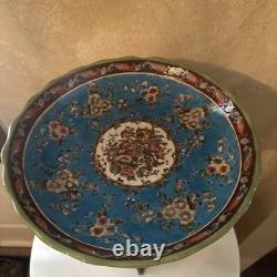 Wong Lee Blue Art Deco Porcelain & Bronze Young Maiden Pedestal Bowl