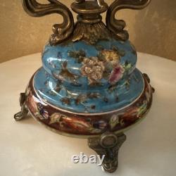 Wong Lee Blue Art Deco Porcelain & Bronze Young Maiden Pedestal Bowl