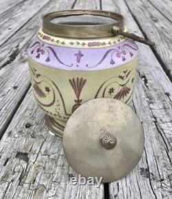 Wong Lee Pink & Yellow Art Deco Porcelain & Bronze Tea Caddy with Handle