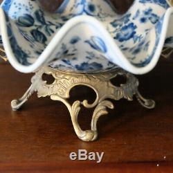 Wong Lee WL 1895 Blue White Art Deco Porcelain Pottery Bowl Basket