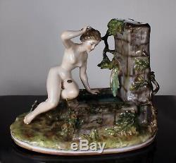 X-RARE Dressel Kister Porcelain Nude Figurine detachable bathing beauty at well