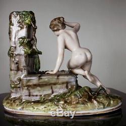 X-RARE Dressel Kister Porcelain Nude Figurine detachable bathing beauty at well