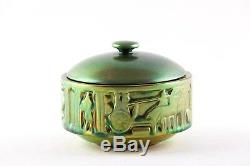 ZSOLNAY JEWEL BOX with Top EOSIN Green Gold ART DECO Hungary Porcelain
