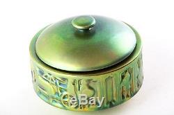 ZSOLNAY JEWEL BOX with Top EOSIN Green Gold ART DECO Hungary Porcelain