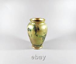 Zsolnay, Antique Art Deco Green Eosin Glazed Porcelain Vase 6 (j091)
