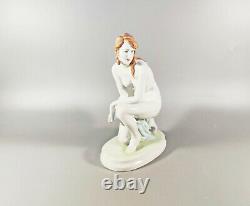 Zsolnay, Elek Lux Woman Kneeling, Vintage Handpainted Porcelain! (j156)