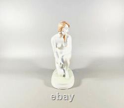 Zsolnay, Elek Lux Woman Kneeling, Vintage Handpainted Porcelain! (j156)