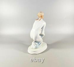 Zsolnay, Elek Lux Woman Kneeling, Vintage Handpainted Porcelain! (j156)