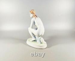 Zsolnay, Elek Lux Woman Kneeling, Vintage Handpainted Porcelain! (j156)