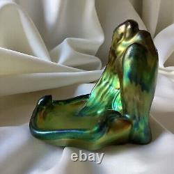 Zsolnay Porcelain Art Deco Bird Vulture Snake Eosin Tray Dish Figure Sculpture