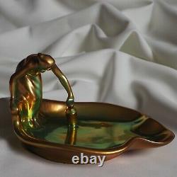 Zsolnay Porcelain Art Deco Dish Tray Water Jug Girl Lady Eosin Figure Sculpture