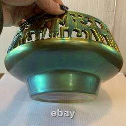 Zsolnay Pottery Porcelain Eosin Bowl Reticulated Dish Art Deco HUGE 8x4