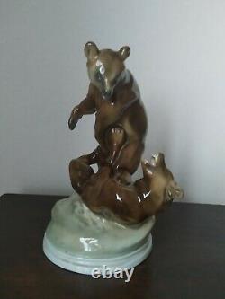 Zsolnay porcelain bears figurine vintage figure