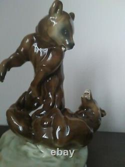 Zsolnay porcelain bears figurine vintage figure